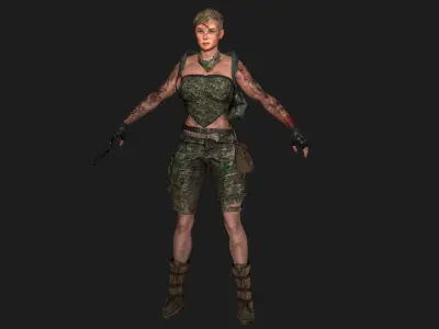 AAA 3D APOCALYPTIC FEMALE 02 - REALISTIC GAME READY CHARACTER Low-poly 3D model