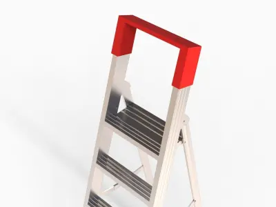 Metalic Step Ladder Low-poly 3D model