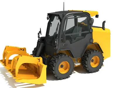 Log Fork Skid Steer Loader 3D model