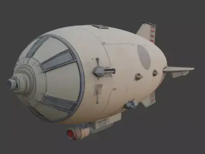 Stylized Chibi Sci-Fi Military Blimp Low-poly 3D model