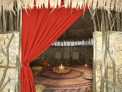 TRIBAL HUTS HOUSE  Low-poly 3D model