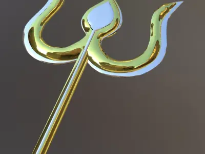 Holy Trident of Lord Shiva - Holy weapon trishool  - Trident 3D model