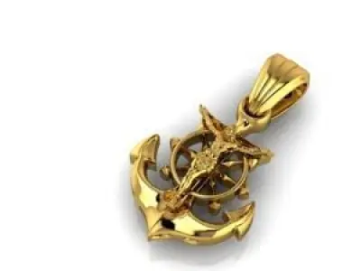 CRUCIFIED JESUS WITH ANCHOR PENDANT CHARM JEWELRY 3D print model
