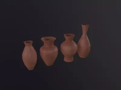 Old Clay Pots 3D Model Low-poly 3D model