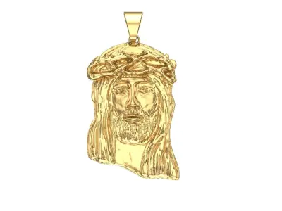Detailed Jesus Christ Gold Necklace 3D print model