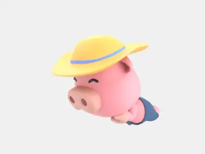 Cute Pig 3D Illustration 3D model get