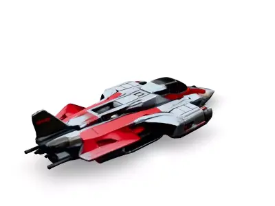 Scifi Fighter Spaceship Red  White Low-poly 3D model