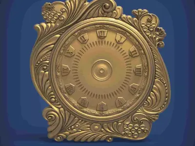 Carved clock for 3D printing and CNC 3D print model 27