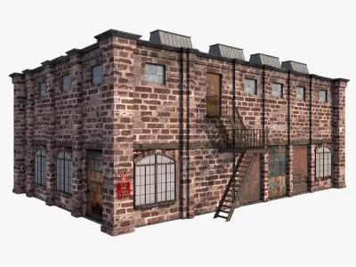 Factory Building 2 Low-poly 3D model