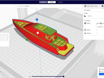 YACHT BOAT HULL AND DECK 3D PRINTED 3D print model