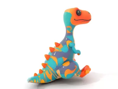 Colorful Cartoon Dinosaur Toy D Model Pack Low-poly 3D model