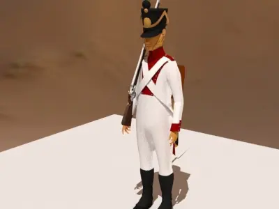 Westphalian soldier and officer  Napoleonic wars Free low-poly 3D model
