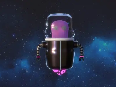 Pink Alien rigged Character Low-poly 3D model