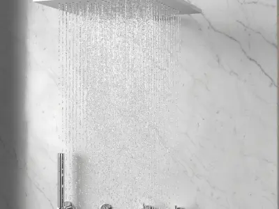 3D granite shower 04 white  3D model
