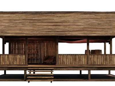 Old Wooden Shed Building House 4K Textures GameReady 77 Low-poly 3D model
