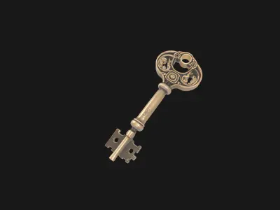 antique 1950s key design Low-poly 3D model buy