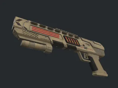 Fun PBR Pistol Low-poly 3D model