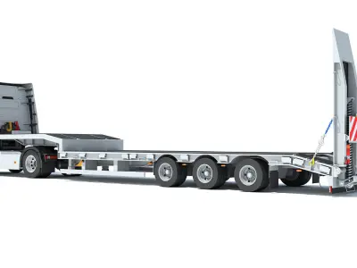 Truck with Platform Trailer 3D model