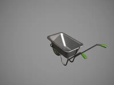 Metal-Green Wheelbarrow Low-poly 3D model