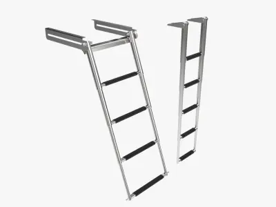 2 Boat Stainless Telescopic Folding Ladders 3D model