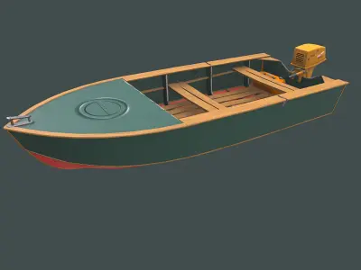 Old Motorboat Low-poly PBR Low-poly 3D model