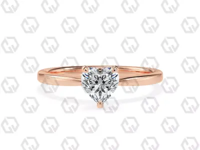 Ring 154 Heart shape with hidden signature diamond both side 3D print model