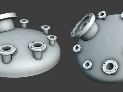 Torispherical Dish with Nozzles Low-poly 3D model