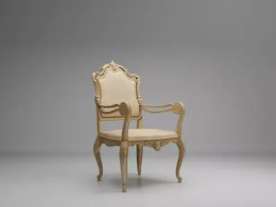 Giltwood Fauteuil Armchair Antique French Louis XV 3D print model