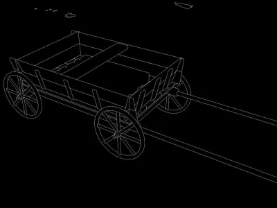 Wooden cart 3D model shop