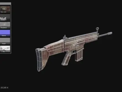 Post apocalyptic SCAR H Low-poly 3D model