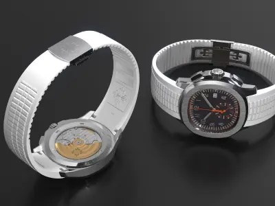  Luxury Wristwatch with Rubber Strap 