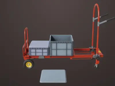 Convertible Hand Truck Red All PBR Unity UE Low-poly 3D model