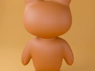 Brown cute bear 3D model flat design  Low-poly 3D model