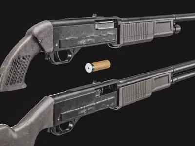 Russian KS 23 4GA Shotgun Low-poly 3D model