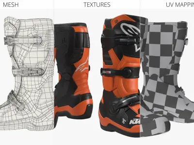  KTM Kids Motocross Boots Orange Black 