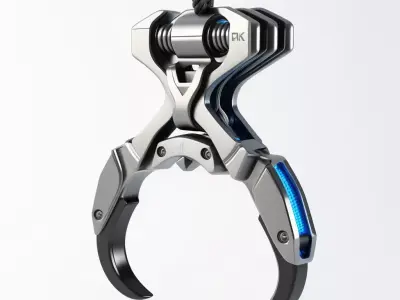 Futuristic Grappling Hook with Rope 3D model