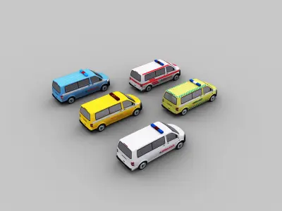 Ambulance Lowpoly volkswagen Low-poly 3D model