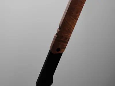 3D Tactical Firefighter Axe with Wooden Grip and Pry Bar Free 3D model