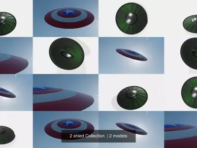 2 shied Collection captain america flying in sky 3D Model Pack