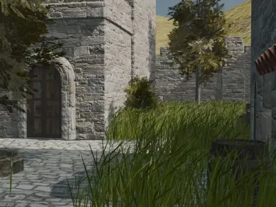 Medieval Walled Village 3D model