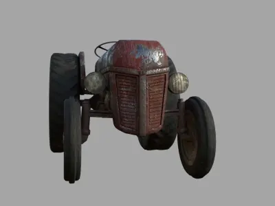 Old Tractor Low-poly 3D model