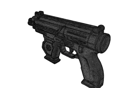 Futuristic Blaster Pistol with Red Sight 3D model