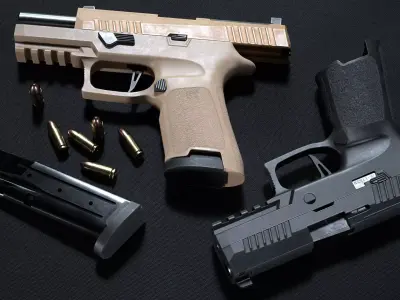 Compact Pistol Low-poly 3D model purchase