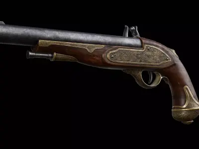 Flintlock Pirate Pistol Low-poly 3D model purchase