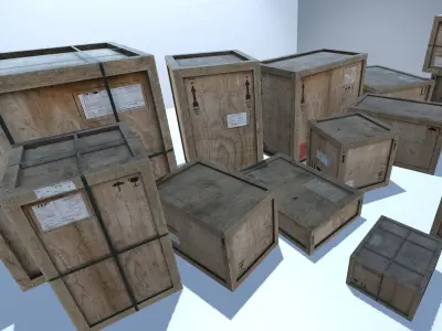 Old Wooden Cargo Crates with Dust Low-poly 3D model