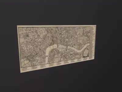 Old Map of London 1771 3D Model Low-poly 3D model