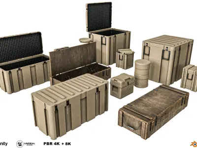 Military Crate Package Low-poly 3D model