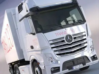 Mercedes Actros MP4 GigaSpace with refrigerated semitrailer 3D model