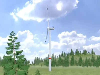 Wind turbine V1 H-138 DR 162 m Low-poly 3D model