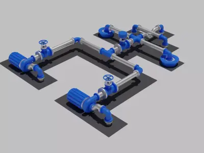 Seamless Tiled Water Facility Objects Low-poly 3D model